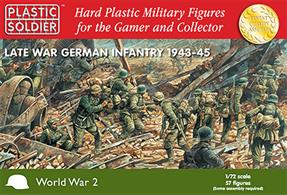 57 hard plastic 1/72 scale miniatures depicting WW2 Late War German Infantry 1943-45 as follows:6 junior officers/NCOs39 grenadiers6 light machine gun teams