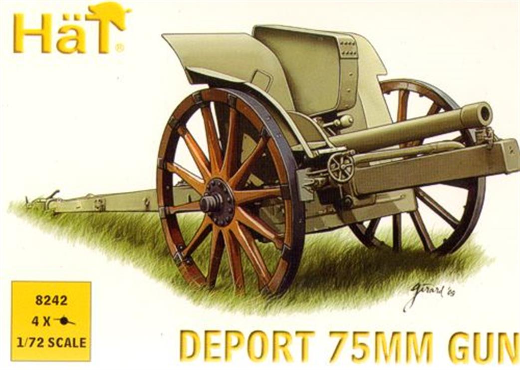 Hat 1/72 8242 Italian WW1 75mm Deport Gun Pack of 4