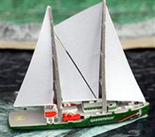 An environmentally friendly protest ship which makes an interesting companion to the Coastlines Models Sea Shepherd's Steve Irwin (also available from Antics).Very nice little model, measuring just 47mm long x 42mm high!