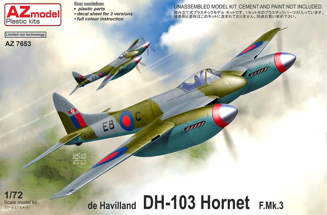 AZ Model 1/72 7653 DH-103 Hornet Mk 3 RAF Fighter Plastic Kit