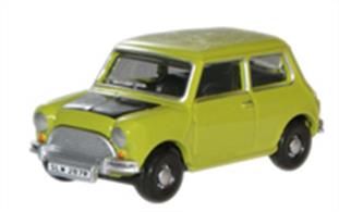 Oxford Diecast 76MN005 1/76th Classic Mini Lime Green Mr Bean