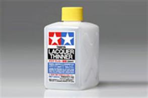 Tamiya 87077 Lacquer ThinnerA diluted lacquer thinner that is plastic friendly, causing minimal damage to plastic models. 