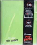 Pro Binders contain twenty 20-pocket pages with soft black protec­tive material. The binders can hold up to 360 sleeved cards.