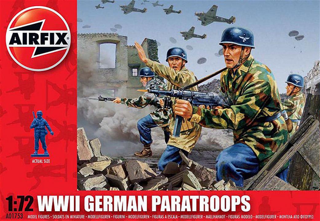 Airfix 1/72 01753 WW2 German Paratroops Unpainted Plastic Figures