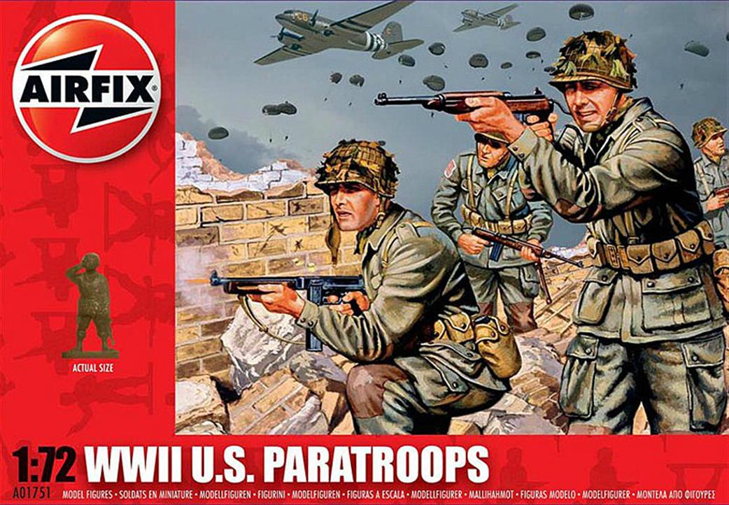 Airfix 1/72 A01751 WW2 US Paratroops Unpainted Plastic Figures