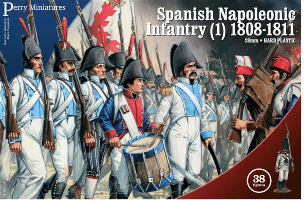 Perry Miniatures 28mm SPA70 Spanish Napoleonic Infantry 1 1808-1811 38 Hard Plastic Figures To Assemble And Paint