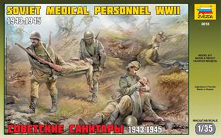 Zvezda 3618 Soviet Medical Personnel WW2 1943-1945 5 Unpainted Figures5 Figures    Number of Parts 45   5cm Tall