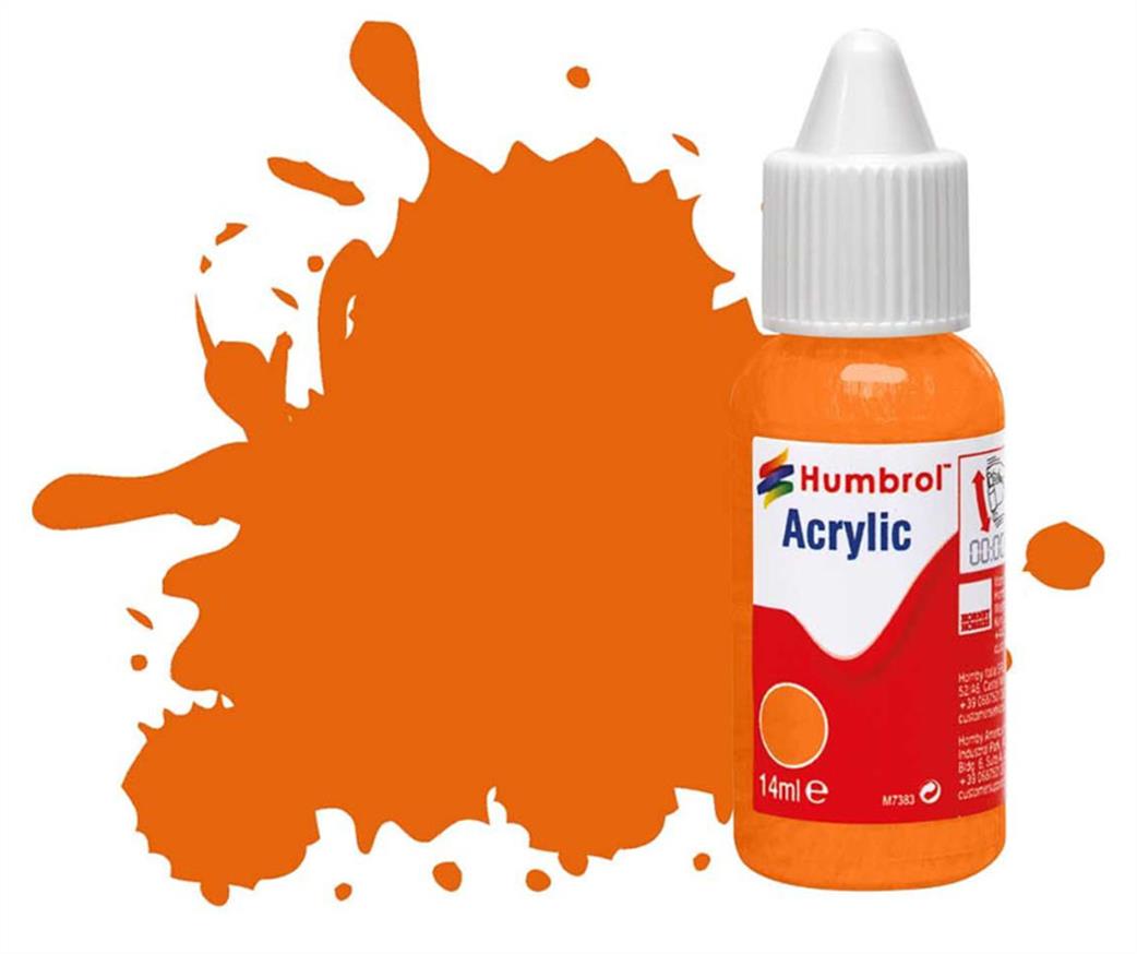 Humbrol  DB0018 18 Orange Gloss 14ml Acrylic Paint Dropper Bottle