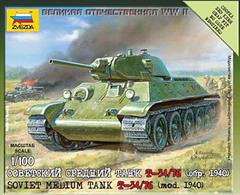 Zvezda 1/100 Soviet Tank T-34 6101Paints are required