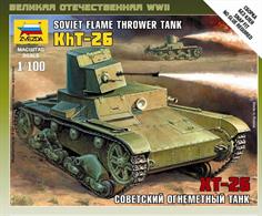 Zvezda Art of Tactic wargaming series 1:100 scale Russian T-26 flamethrower tank kit.