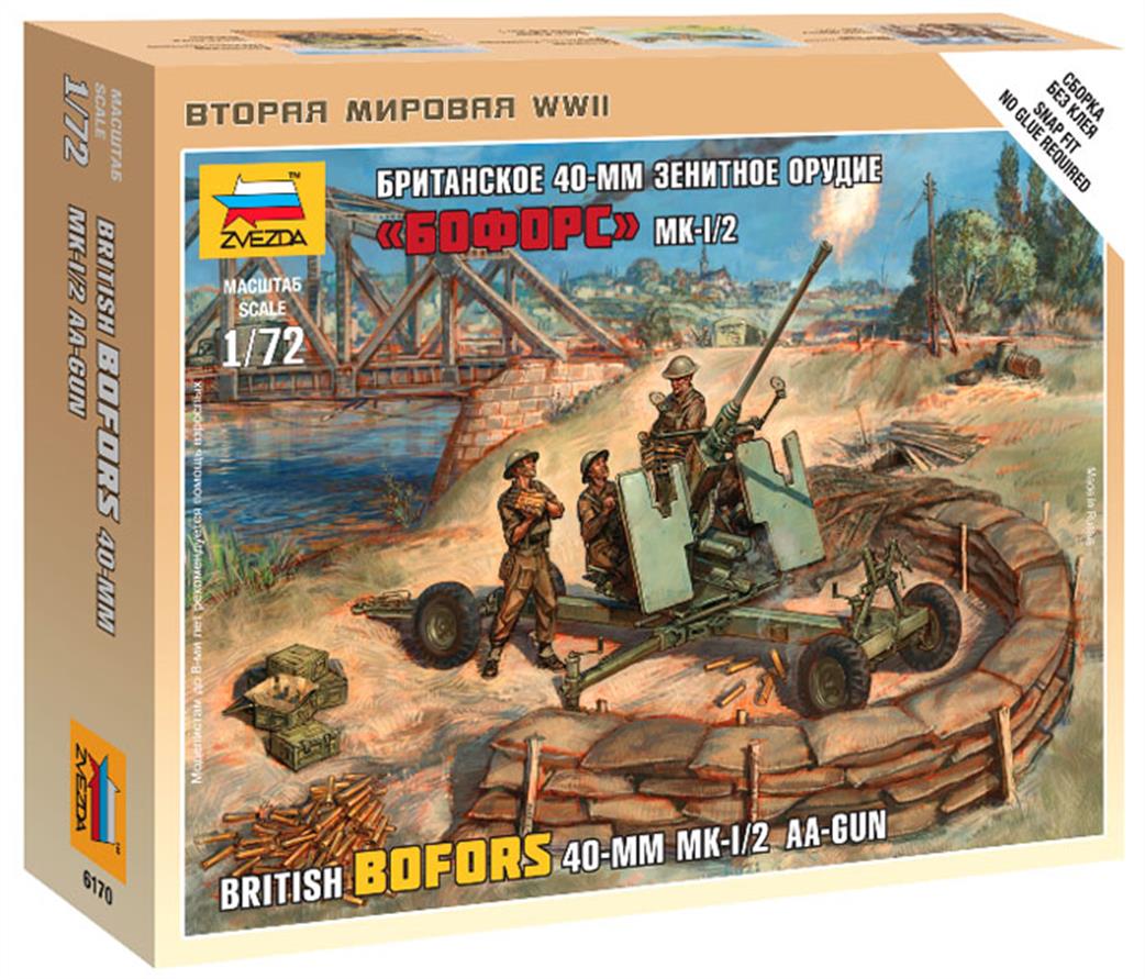 Zvezda 1/72 6170 British Bofors 40mm Mk2 AA Gun kit