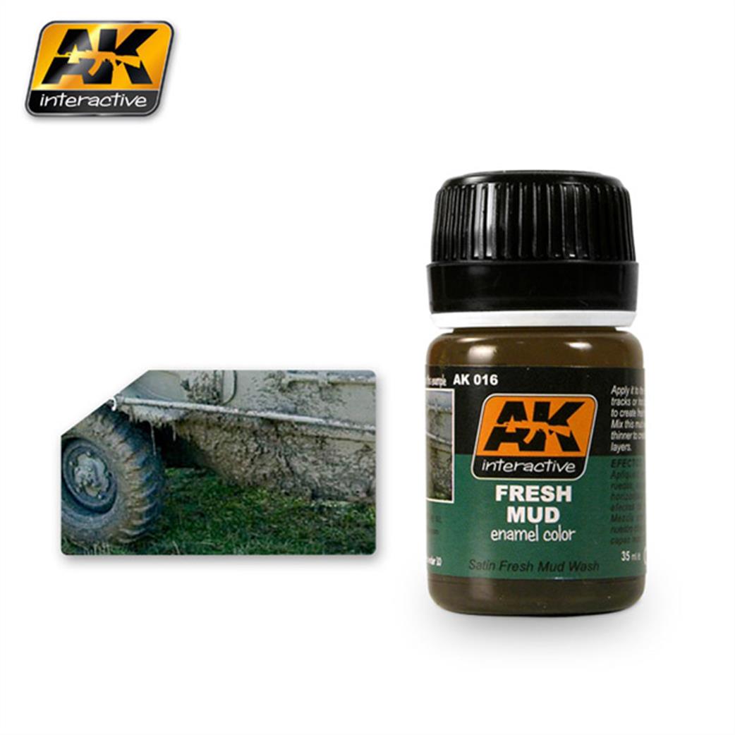 AK Interactive  AK016 Fresh Mud Enamel Wash Effects 35ml Bottle