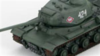The JS tanks were named after Joseph Stalin. The JS-2 had a 122mm D-25T main gun and 6 road wheels to improve soft ground track performance. In 1944 new specifications included new armour tempering, a 60-degree glacis replaced the 30-degree and the driver’s front hatch was removed. Also a relocated wider porthole, improved mantlet, increased lower hull side armor and a new periscope sight. The commander’s cupola moved to the left and a 12.7mm anti-aircraft machine gun attached. In 1944 2,250 JS-2’s were produced and no further improvements were made until 1954.
