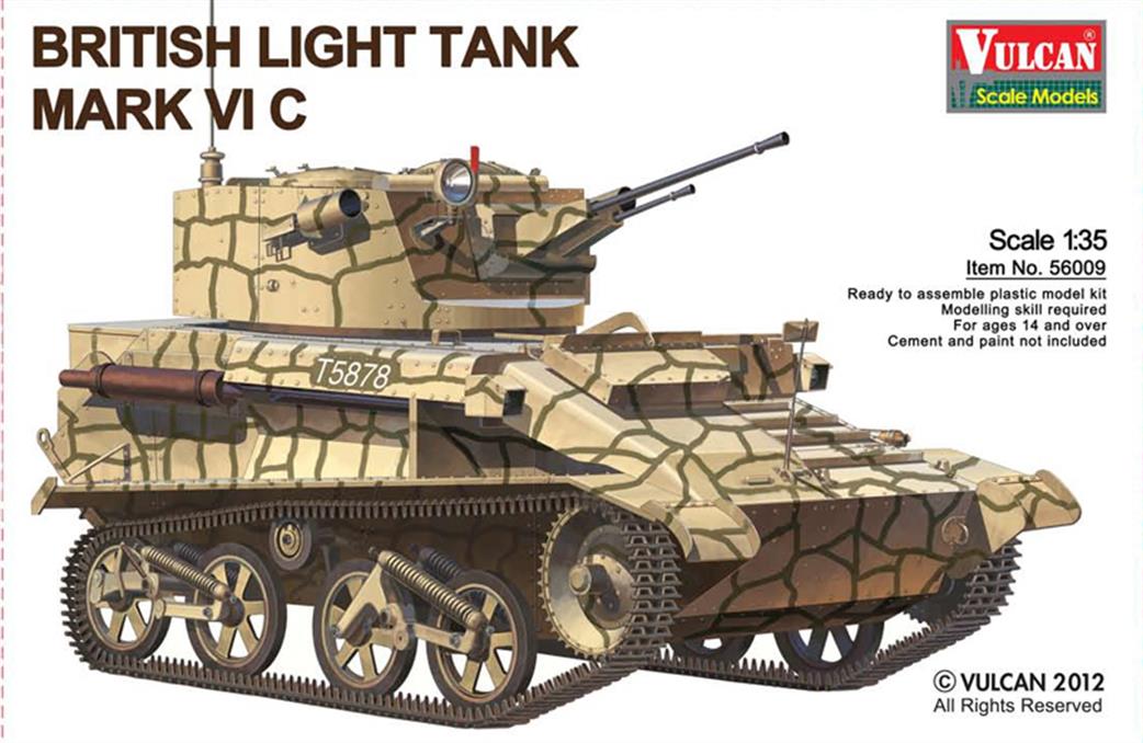 Vulcan Scale Models 1/35 56009 Vickers MkV1C Light Tank British Army WW2 Plastic Kit