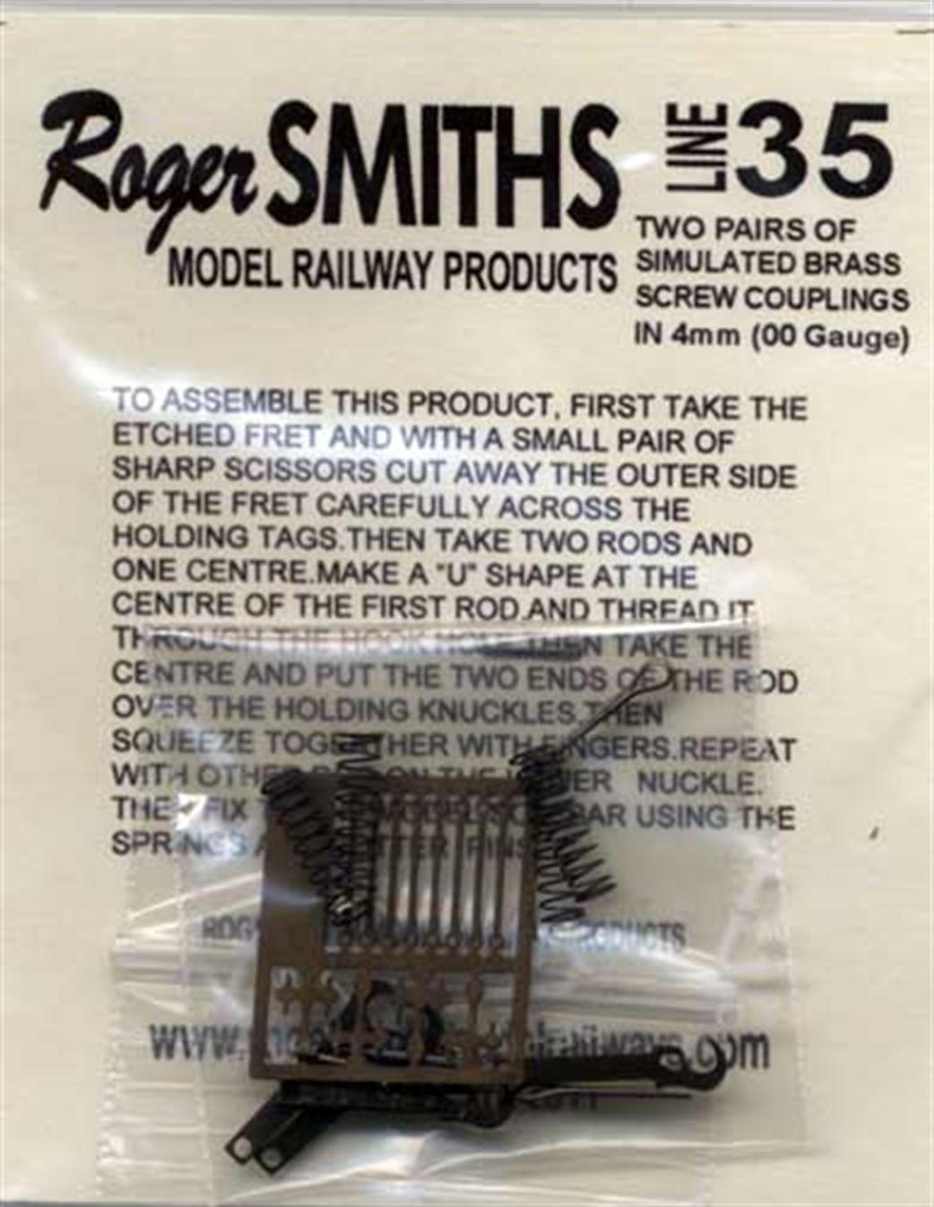Roger Smith OO LINE35 Two pairs of simulated brass screw couplings
