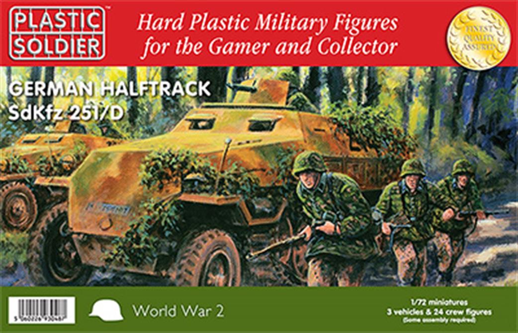 Plastic Soldier 1/72 WW2V20006 Sd.Kfz 251/D German WW2 Halftrack Triple Pack And 24 Figures