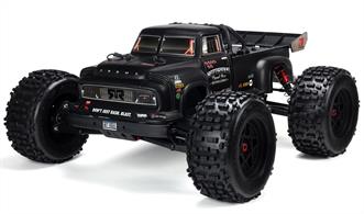 Beneath its 1950s "Real Steel" body, the 1/8 scale NOTORIOUST 6S BLX 4WD has an ARRMA® tough design that's ideal for wheelie-popping, back-flipping stunts - now made even easier with a Spektrum SLT3 radio, dual protocol receiver, Smart ESC and more.