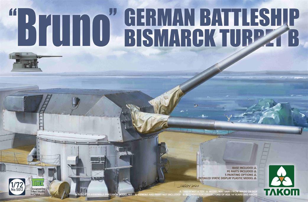 Takom 5012 German Battleship Bismarck Turret B Bruno Kit 1/72