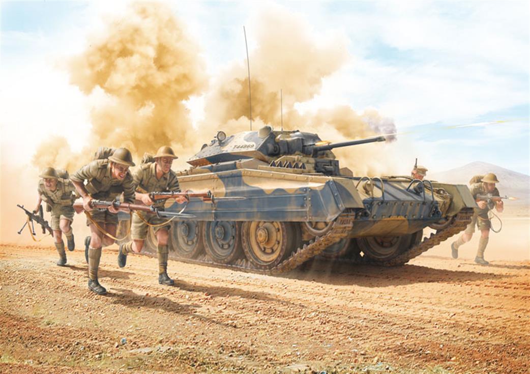 Italeri 1/35 6579 British Crusader MKII Tank with 8th Army Figures