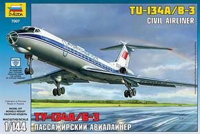 Zvezda 7007 1/144th Tupolev TU-134B Airliner KitNumber of Parts 58  Length 285mm