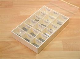 The 18 different sizes included are 0.3 to 2mm in 0.1mm increments.Set contains 10 of each size