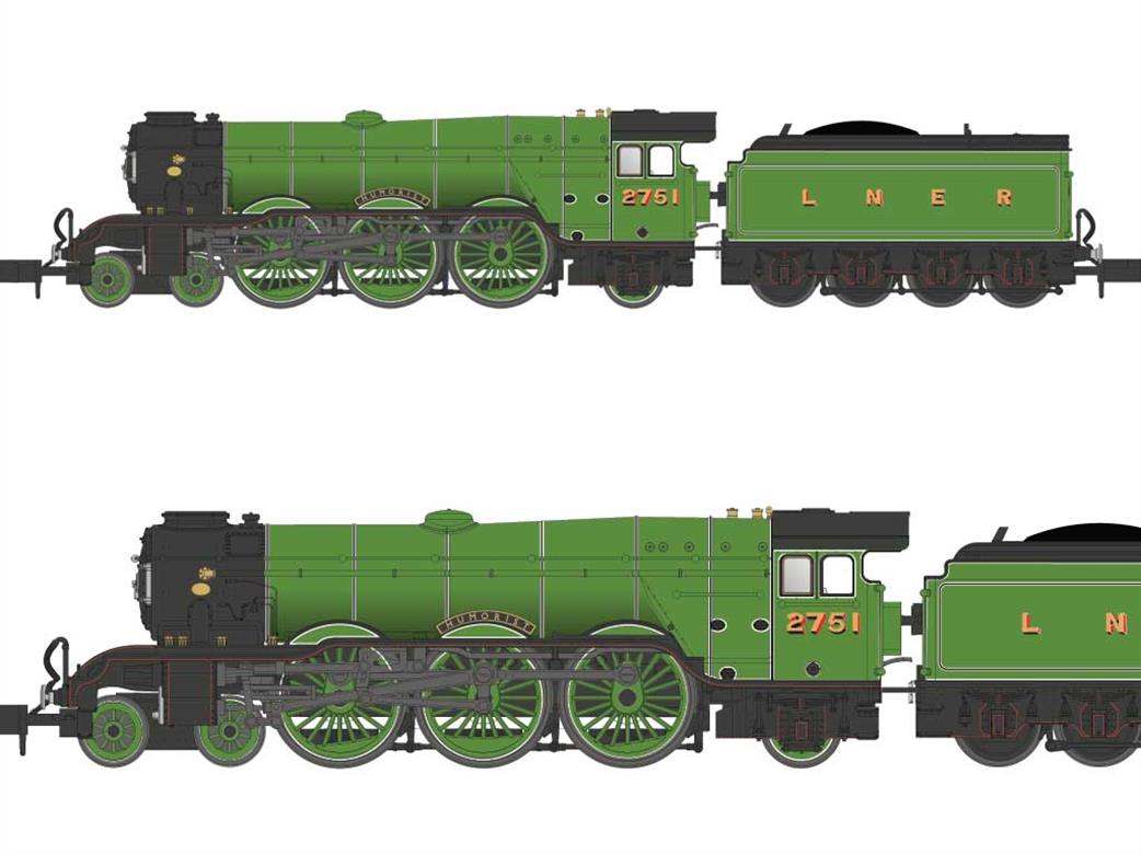 Dapol N 2S-011-011 LNER 2751 Humorist Gresley Class A1 4-6-2 Pacific Locomotive Apple Green