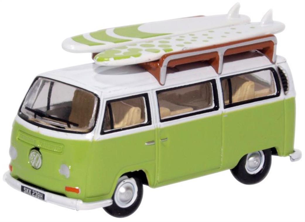 Oxford Diecast 1/76 76VW028 VW Bay Window Bus/Surfboards Lime Green/White