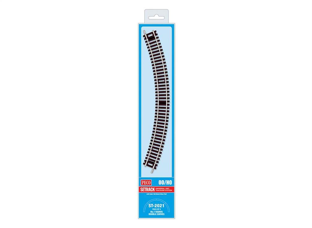 Peco OO ST-2021 Pack of 4 ST-221 1st Radius Double Curves