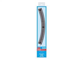 Pack of 4 double curves at number 1 radius, 371mm (14 5/8in). 22.5 degree curve, This will form a half-circle.Equivalent to Hornby R605 No.1 radius double curve track.No.1 radius at 14 5/8in is the sharpest radius available in the OO track range and the sharpest radius which smaller OO model trains can be expected to travel round without derailing. Note that many large models, including large steam and diesel locomotives, modern passenger coaches and long wagons will not successfully negotiate a curve this sharp. We recommend using small locomotives and traditional short 4-wheel wagons on no.1 radius circuits.Peco track uses durable and corrosion resistant nickel-silver rail for long lasting performance. Peco Setrack track sections are fully compatable with Hornby and Bachmann track and are supplied with fishplates already fitted at both ends, ready for attachment to other track sections.