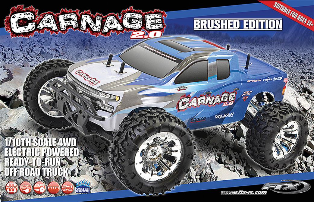 FTX FTX5537B Carnage 2.0 Blue RTR Brushed RC Truck Model 1/10