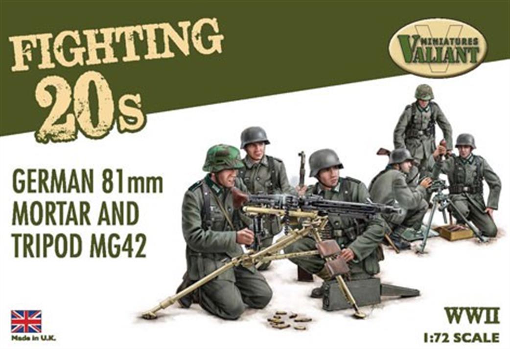 Valiant Miniatures FT002 Fighting 20's WW2 German 81mm Mortar & MG42 Figure Set 1/72