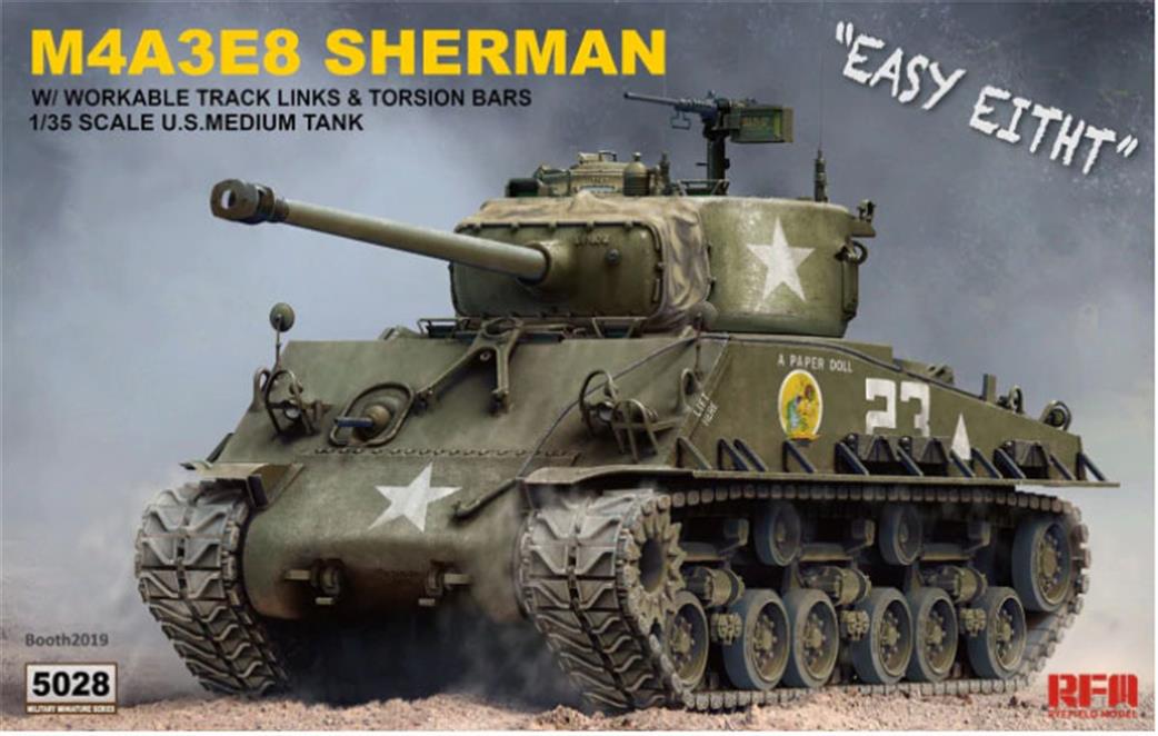 Rye Field Model 1/35 rm5028 US Sherman M4A3E8 Tank Kit with workable ...