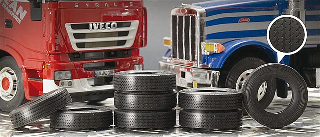 Italeri 3889 Truck Rubber Tyres Pack of 8 for Italeri Truck Kits 1/24