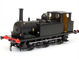 A plain black finish A1 Terrier modelled in original condition with smokebox wing plates.This model is an ideal starting point for modelling an unrebuilt locomotive in Southern or British Railways livery with your own choice of number, or to model a locomotive sold for industrial service or to one of the light railway companies, perhaps for your own fictional railway company.