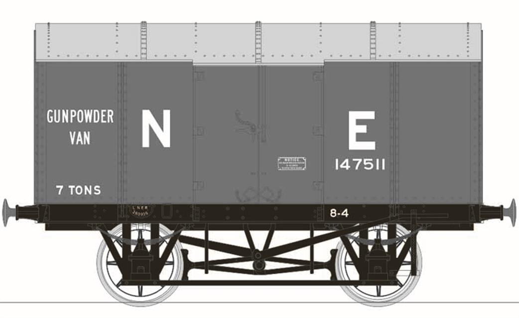 Rapido Trains OO 902009 LNER Steel Body Gunpowder Van 147511 RCH Design Grey Livery Large Lettering