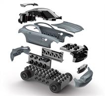 With the Revell Build'n Race products, you can easily build your dream car with just ten components. with just ten parts. The basis for all models is the chassis with building block principle. This allows the models as desired and even expand them with components from other manufacturers. Create your own your very own models according to the building block principle. Thanks to the built-in pull-back motor, you can drive your your assembled models start fast rides or race against your friends.