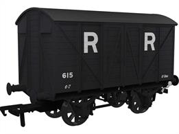 Detailed model of a GWR diagram V16 ventilated box van as supplied to the Rhymney Railway, their wagon 'Type 4' number 615.
