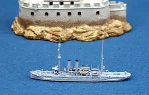 A Denver class light cruiser in light grey. Galveston is modelled in standard grey.