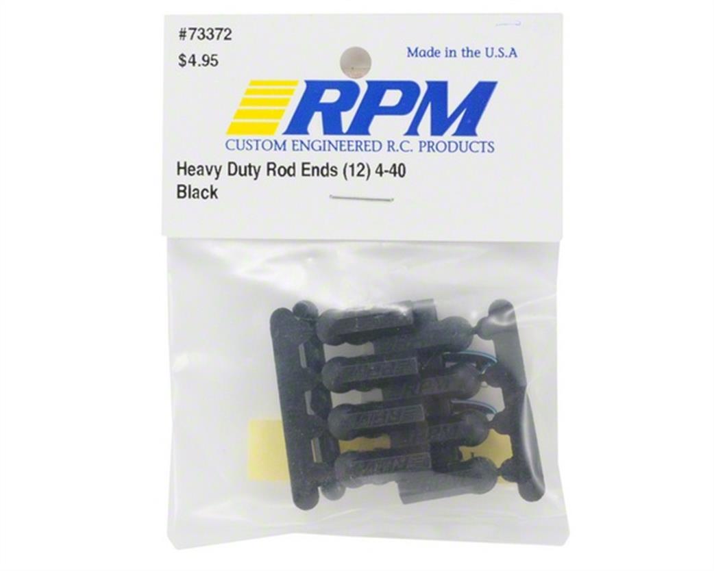 RPM Racing  73372 Heavy Duty Rod Ends 4-40 Black (12)