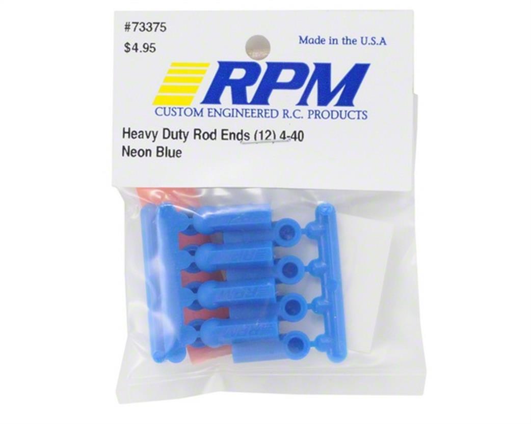 RPM Racing  73375 Heavy Duty Rod Ends 4-40 Blue (12)