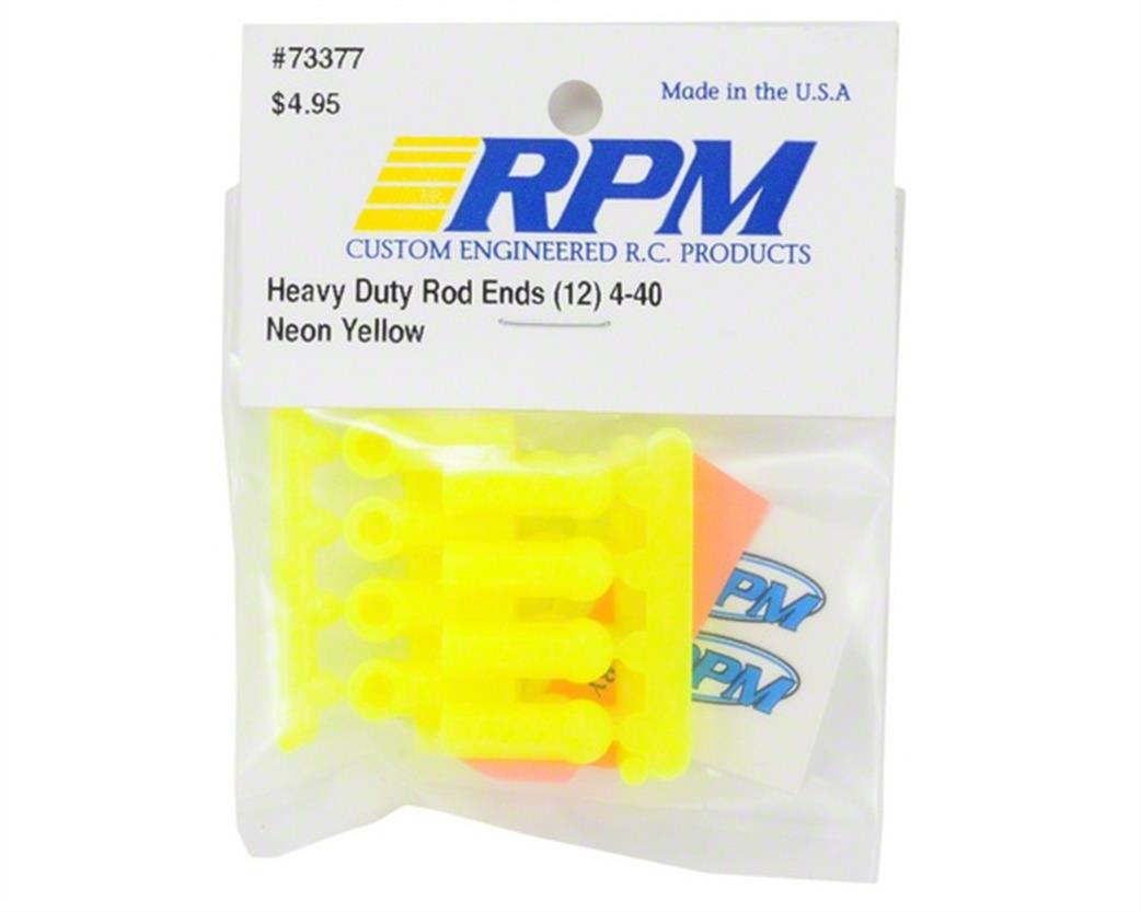 RPM Racing  73377 Heavy Duty Rod Ends 4-40 Yellow (12)