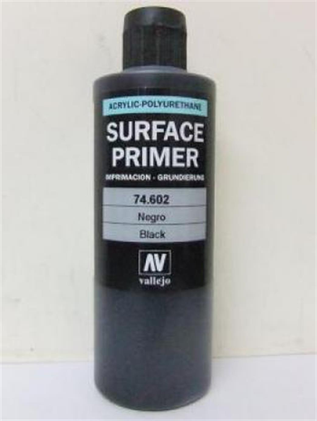 Vallejo  74602 Polyurethane Acrylic Primer Black 200ml Bottle