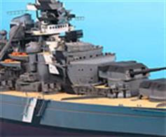 Trumpeter's  03702 is a Large 1/200th scale plastic kit of the KMS Bismarck WW2 German Battleship, What a beast!Length 1265mm 49.8in (over 4 feet!) beam 181mm 7.125in. 