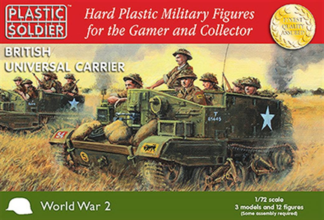 Plastic Soldier 1/72 WW2V20007 British Universal Carrier 3 Per Box And 12 Figures