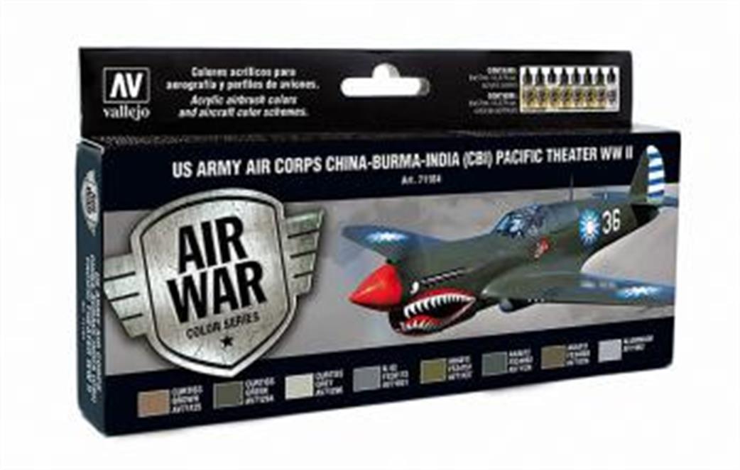 Vallejo 71184 184 US Army Air Corps China-Burma-India, Pacific Theater WWII Model Air paint set