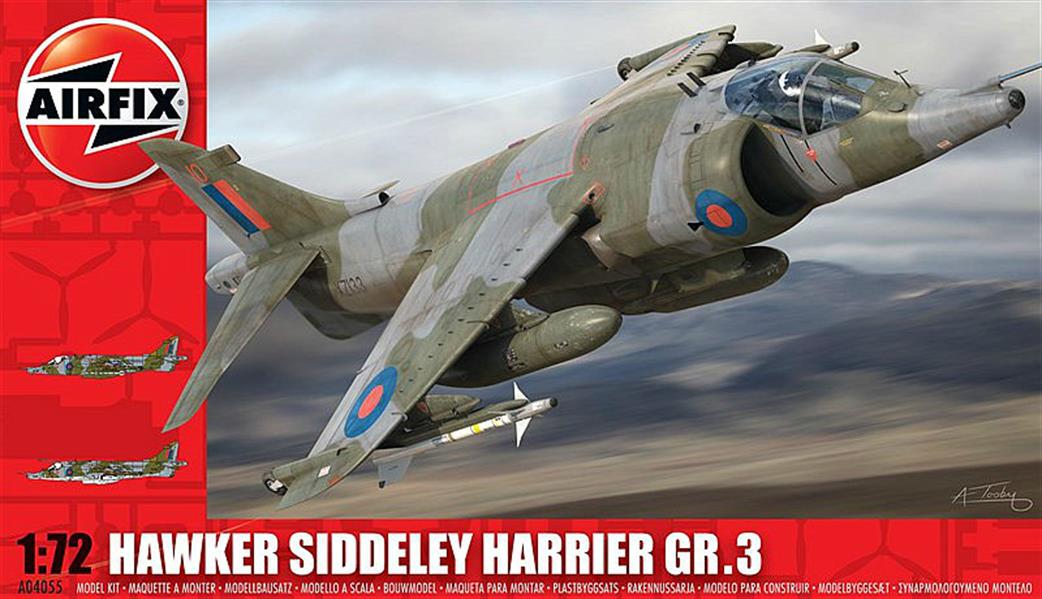 Airfix 1/72 A04055 RAF Harrier GR3 VTOL Strike Aircraft Kit