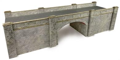 Metcalfe OO Railway Bridge - Stone Style - Card Kit PO247Metcalfe PO247 card kit&nbsp;model of a stone-built&nbsp;arch bridge.The kit can be built as a road over rail or rail over road structure suitable for single or double track railway. Each kit contains two pairs of wing walls and one pair of bridge sections. The stone has been designed to match with the retaining wall sets PO245 &amp; PO249 to allow railway cuttings with integral over bridges and ramped road approaches to a bridge to be modelled.A road-over-rail bridge makes an excellent substitute for a tunnel entrance to disguise the 'hole in the sky' at the end of a layout. Overall length 374mm Height to top of parapet 103mm Clearance under arch 73mm Width of arch 122mm