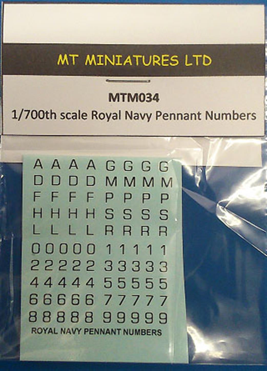 MT Miniatures MTM034 RN Pennant Numbers 1/700
