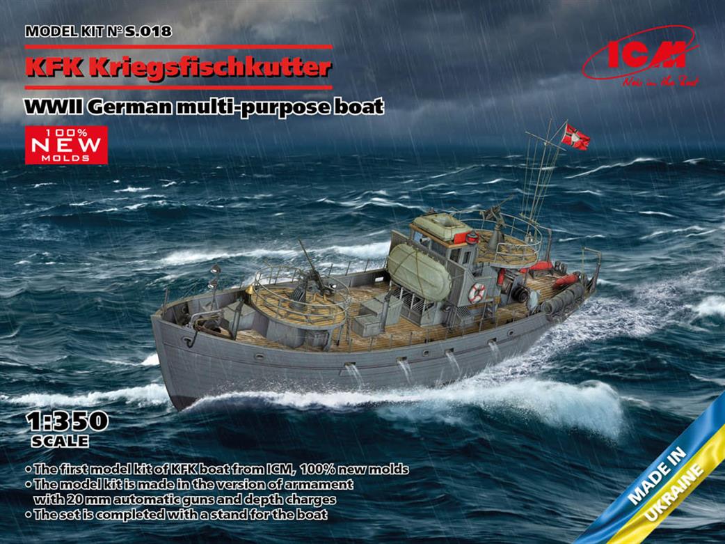 ICM 1/350 S.018 WW2 German Kriegsfischkutter Multi Purpose Boat Plastic Kit