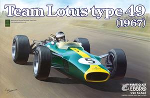 EBBRO E004 1/20 1967 Lotus 49 F1 CarA nicely detailed model of the 1967 Lotus 49 can be built. Full instructions are included.